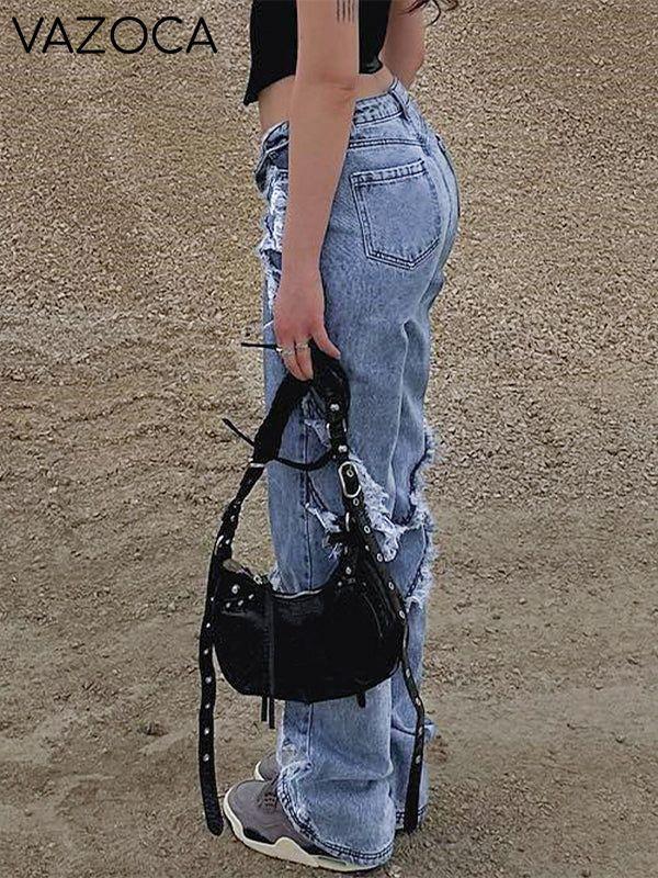 Fringe-Combo Straight Jeans