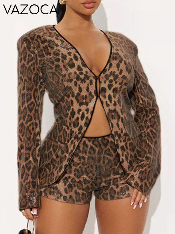 Leopard Jacket & Shorts Set