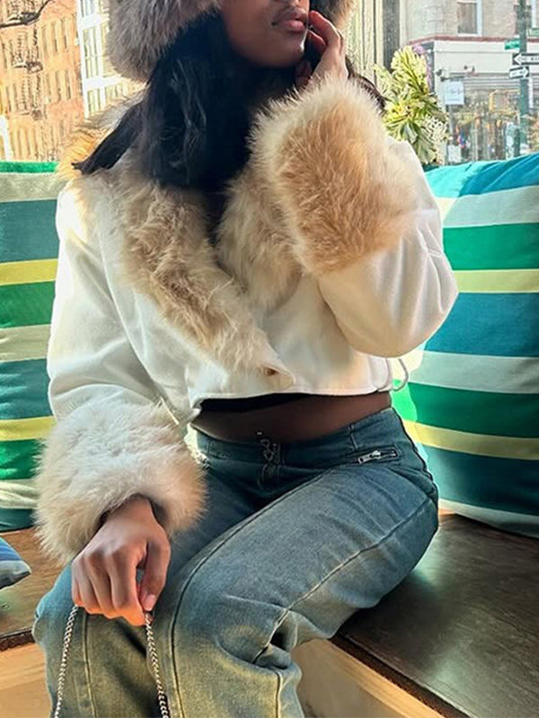 Faux-Fur Combo Tied Jacket
