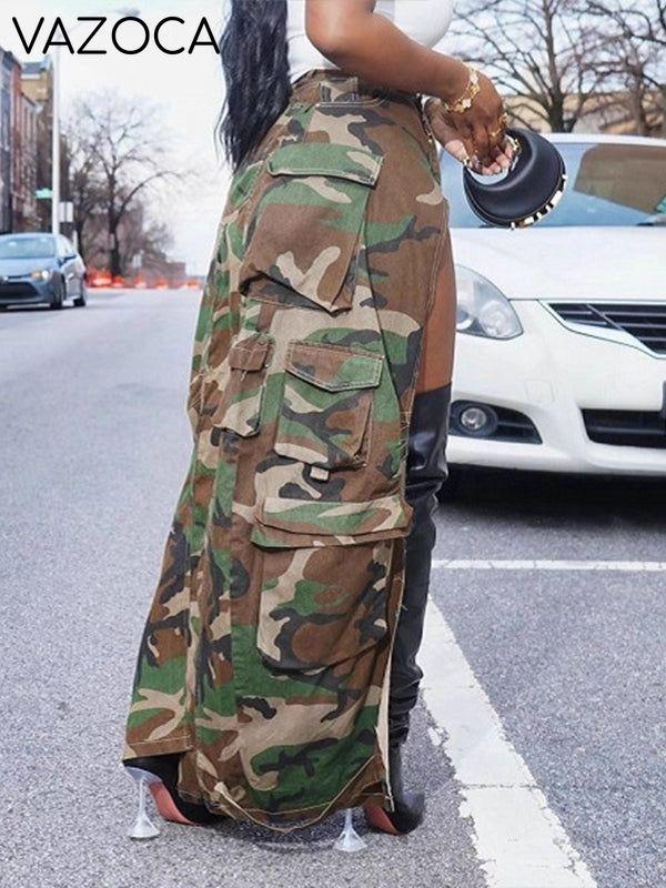 Camo Slit Cargo Skirt