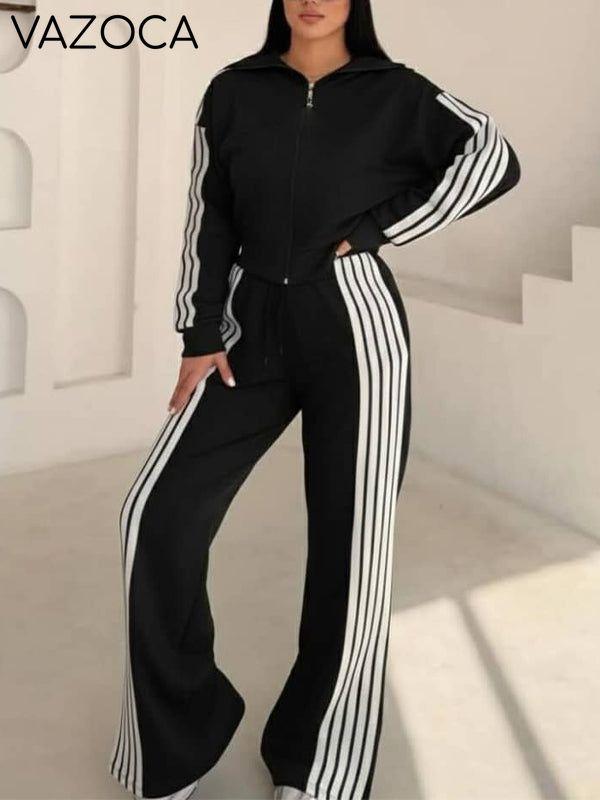 Side-Stripe Zip-Front Jacket & Pants Set