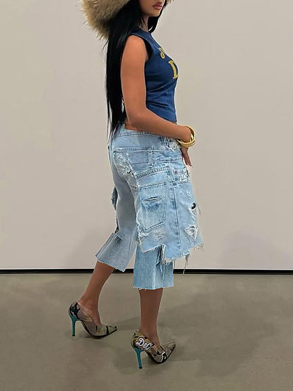 Double-Waist Capri Jeans