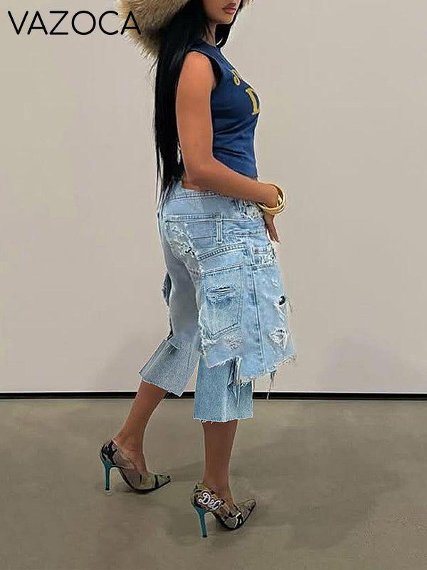 Double-Waist Capri Jeans