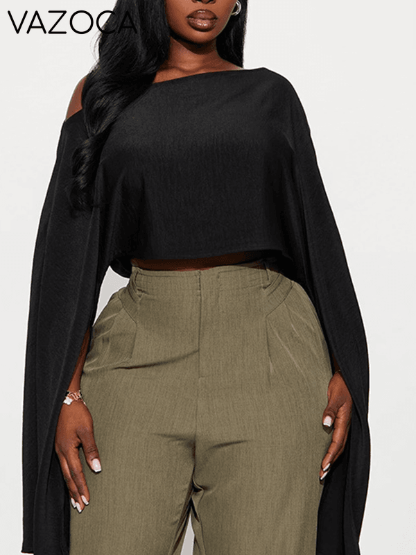 Solid Boat-Neck Cape Top