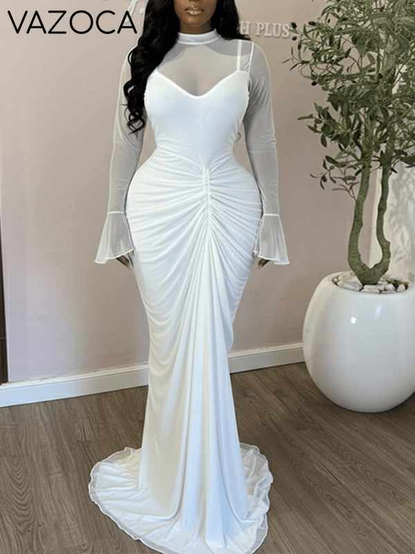 Solid Ruched Maxi Dress
