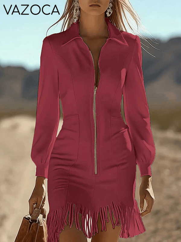 Zip-Front Fringe Dress