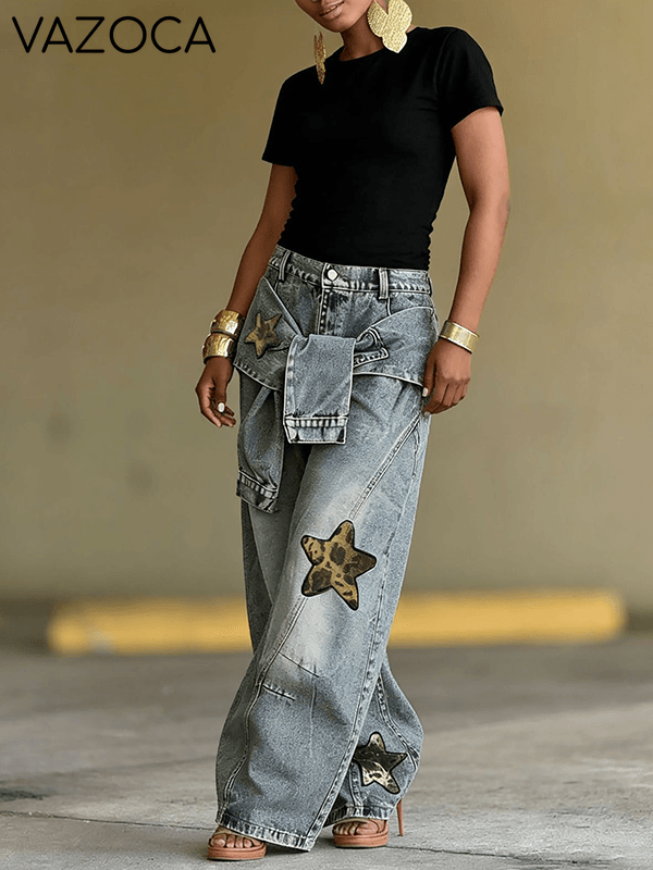 Tied Wide-Leg Jeans