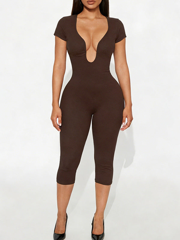 Solid V-Neck Jumpsuit