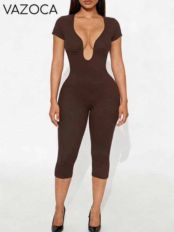 Solid V-Neck Jumpsuit