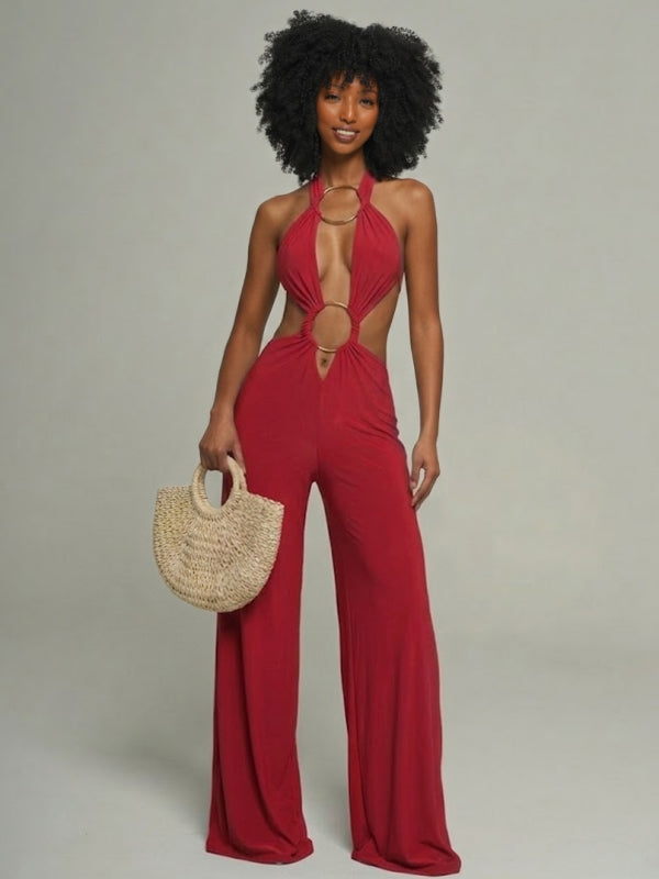 Solid Tied Halter Jumpsuit