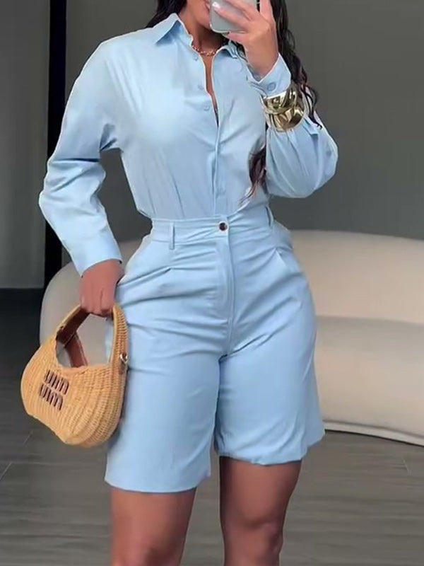 Solid Shirt & Bermuda Shorts Set