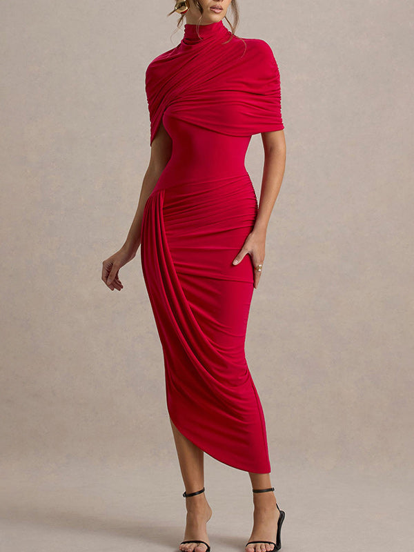Ruched Bodycon Dress Red