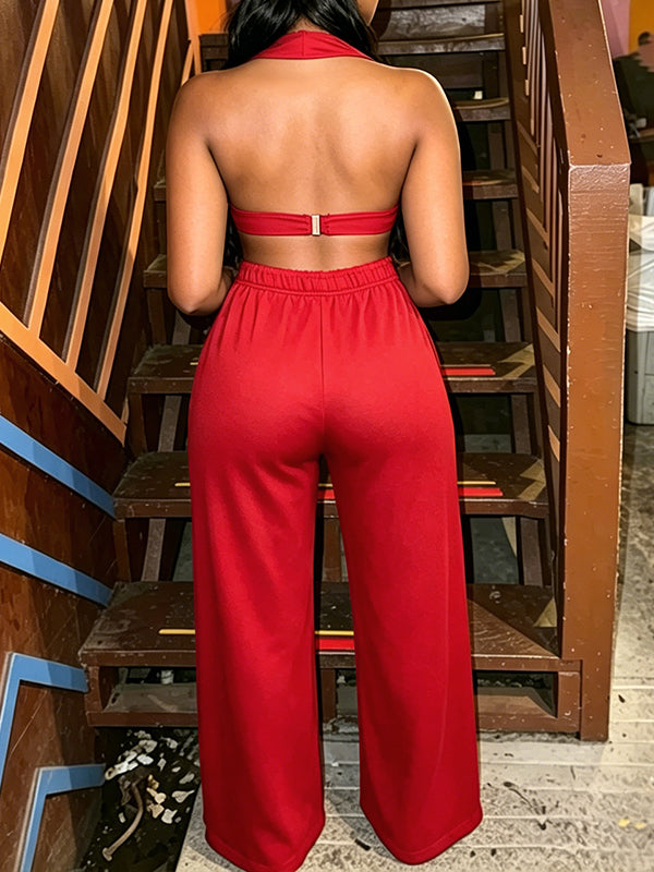 Eyelet Halter Top & Pants Set