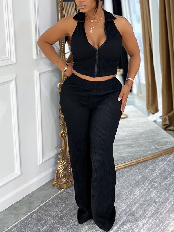 Zip-Front Vest & Pants Set