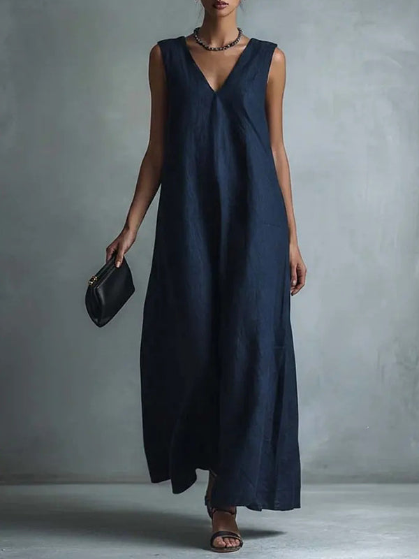 V-Neck Sleeveless Dress