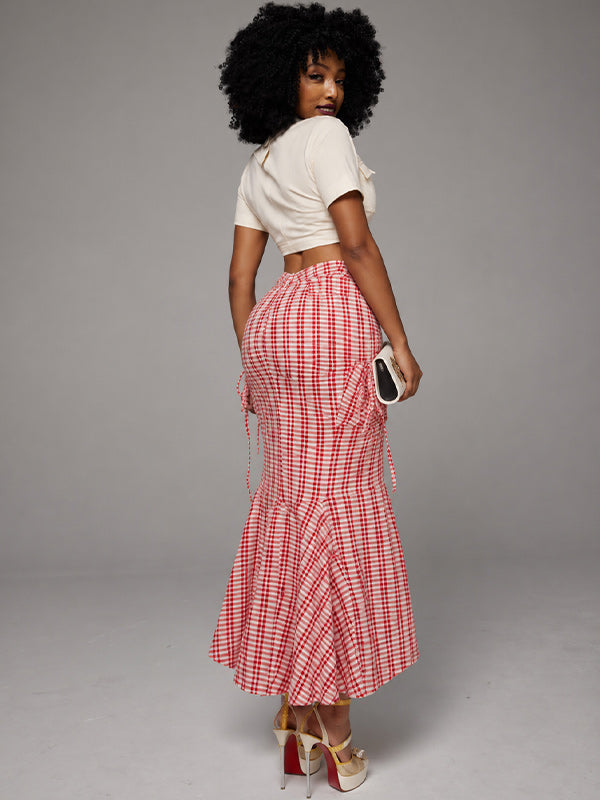 Sheer Combo Plaid Mermaid Skirt