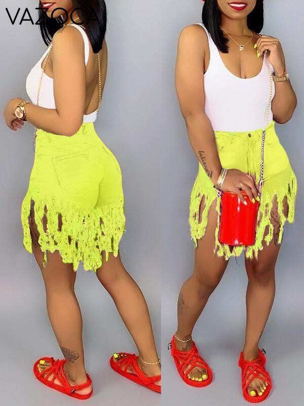 Fringe Denim Shorts--Clearance