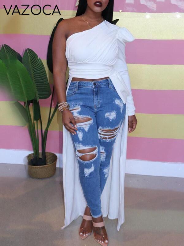 One-Shoulder High-Low Top--Clearance
