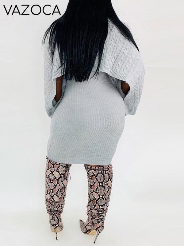 Knit Poncho & Sweater Dress Set--Clearance