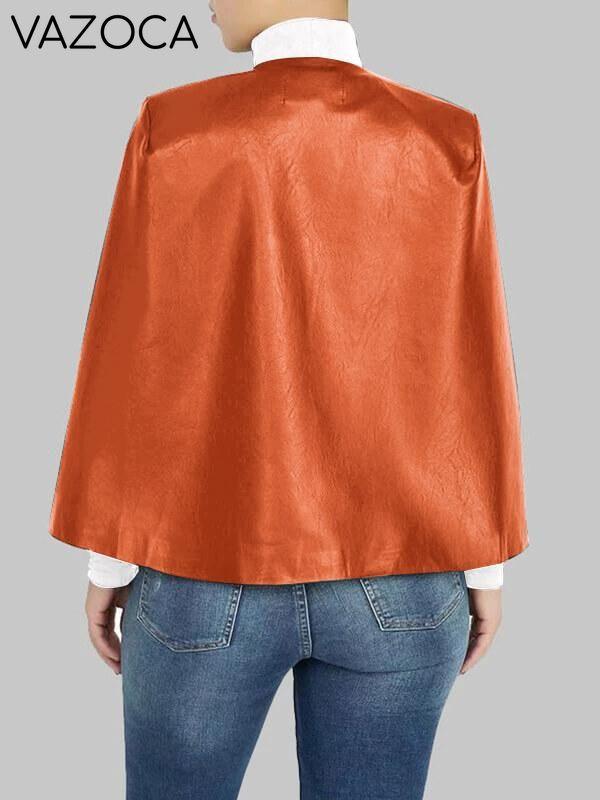 Faux Leather Cape Blazer