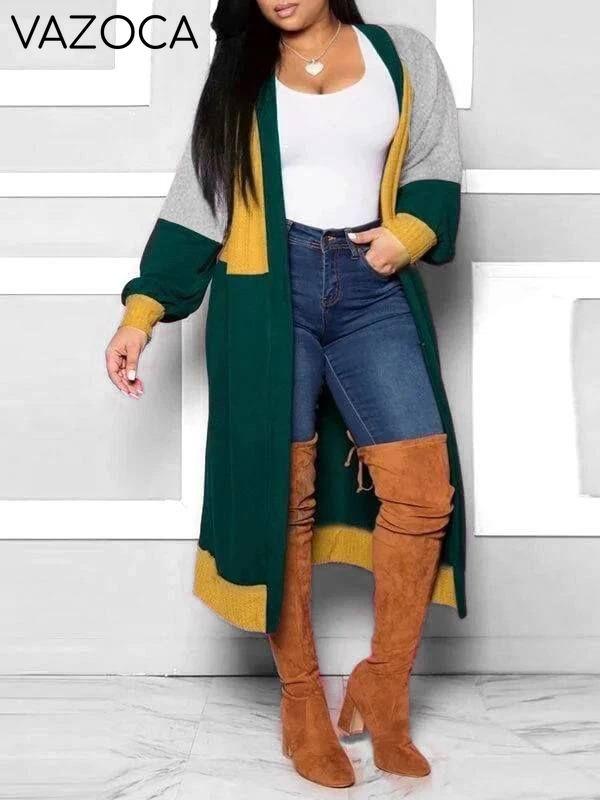 Colorblock Open-front Cardigan