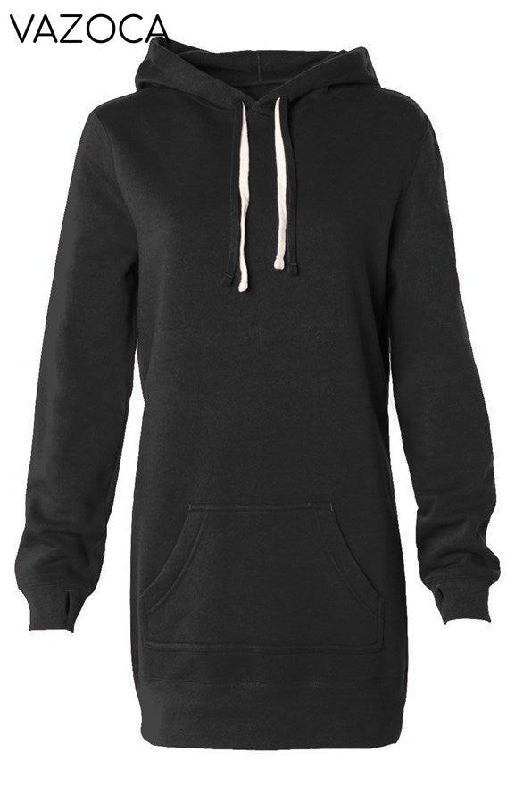 Hooded Sweatshirt Dress Black