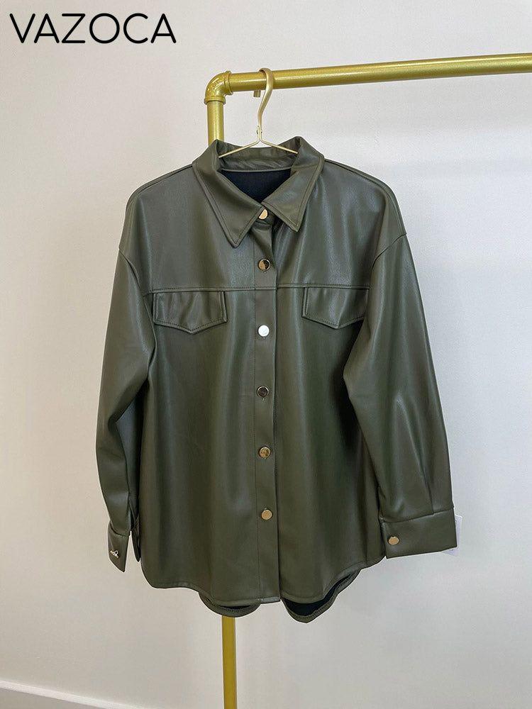 Leather Button Jacket