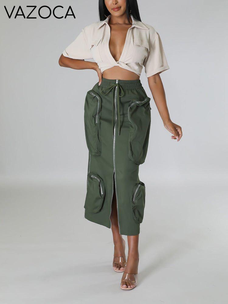 Cargo Pocket Zipper Skirt