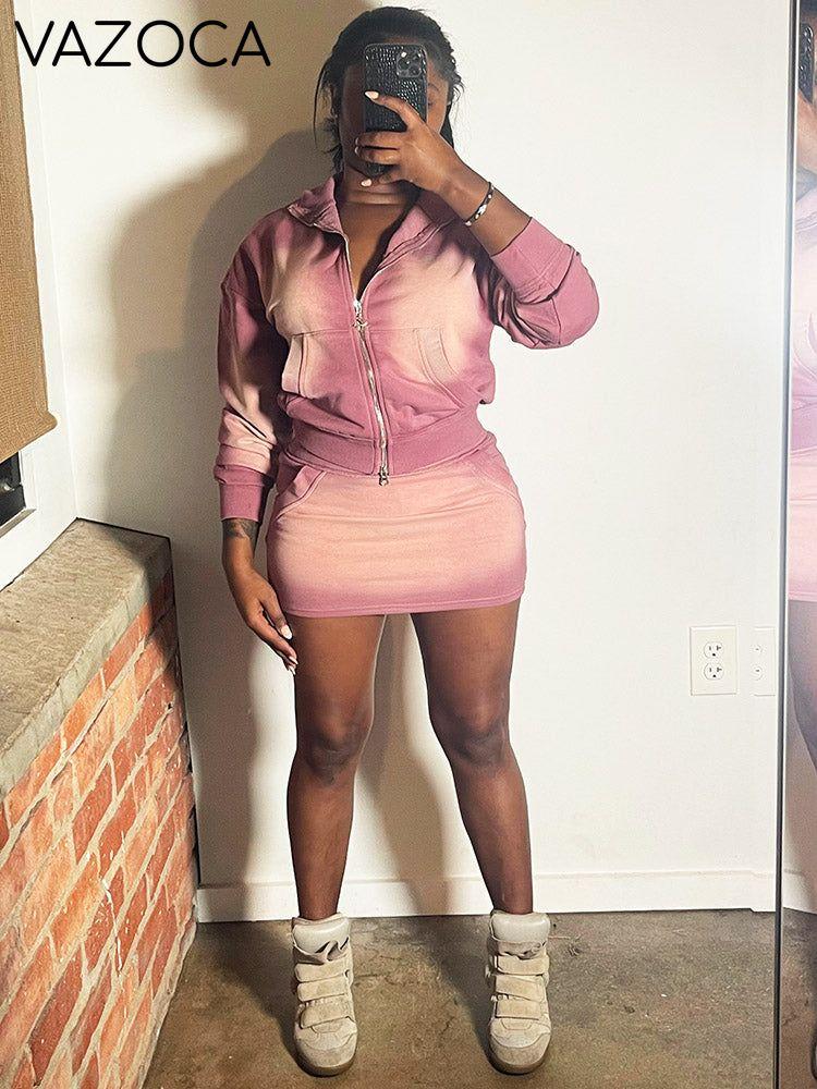Washed Jacket & Skirt Set
