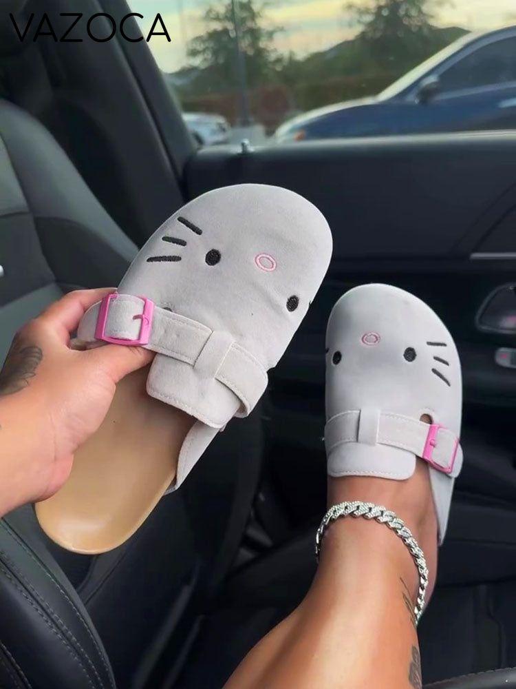 Kitty Suede Slip-On Sandals