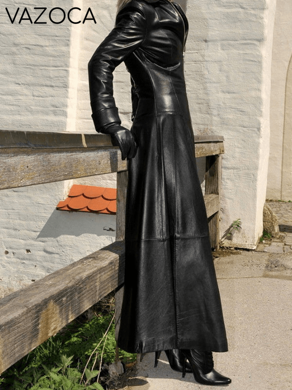 Faux Leather Long Jacket