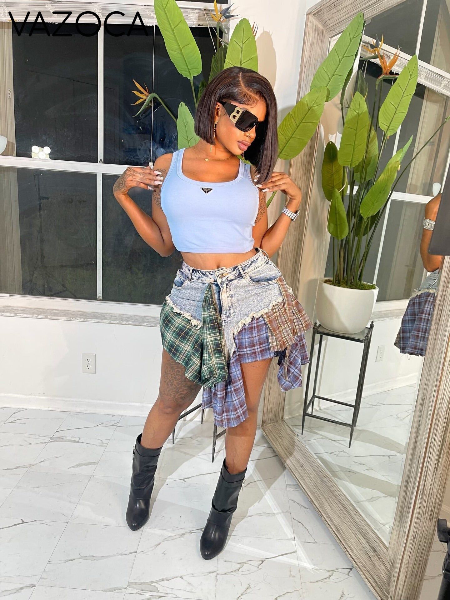 Manci Denim High Waist Skirt