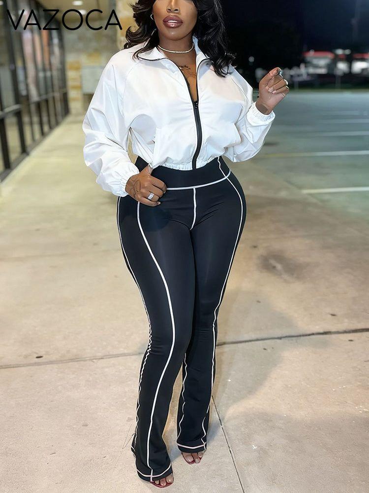Contrast Windbreaker Jacket & Leggings Set