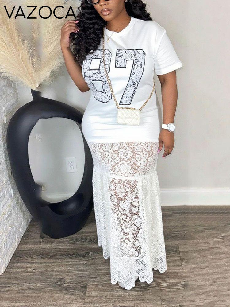 Graphic Lace T-Shirt Dress
