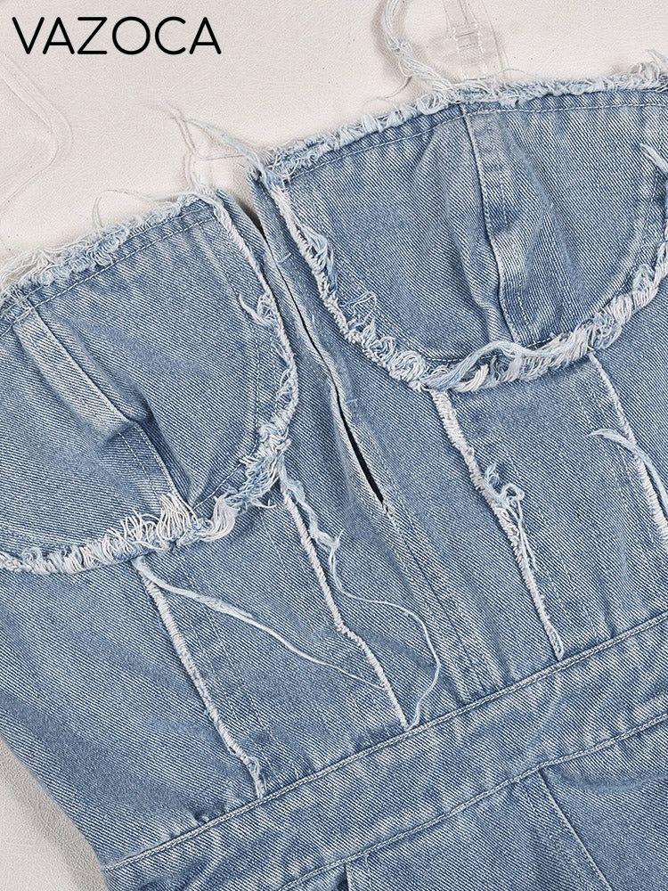 Strapless Denim Jumpsuit