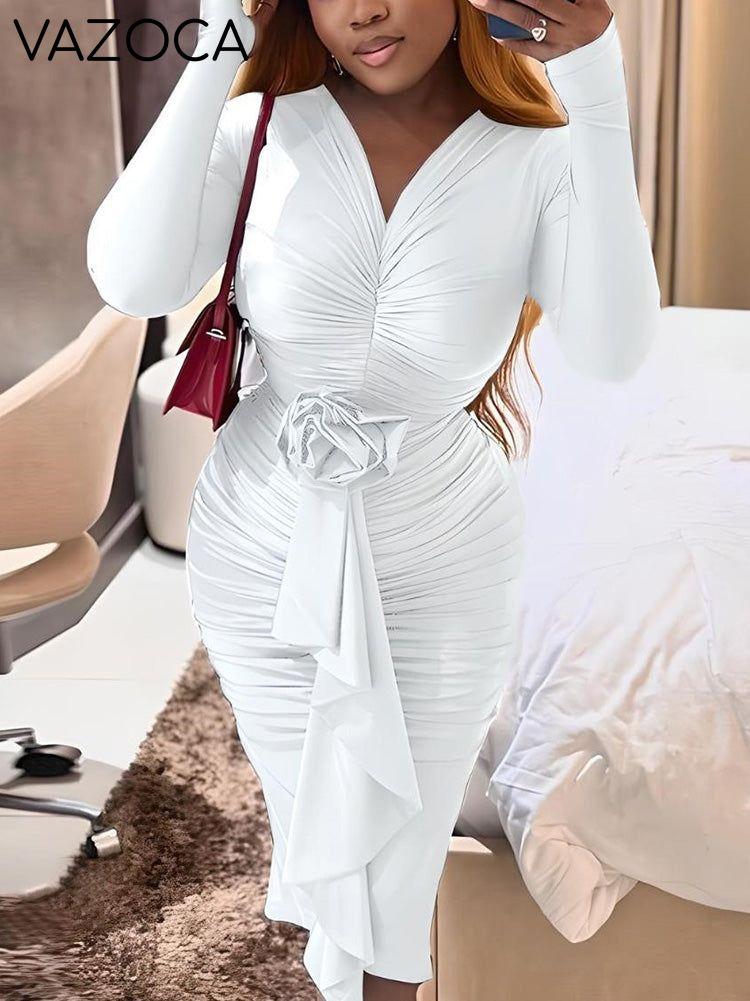 Ruched Rose Drape Dress