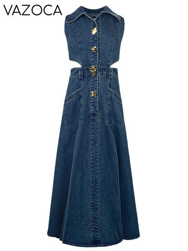 Denim Cutout Slit Dress