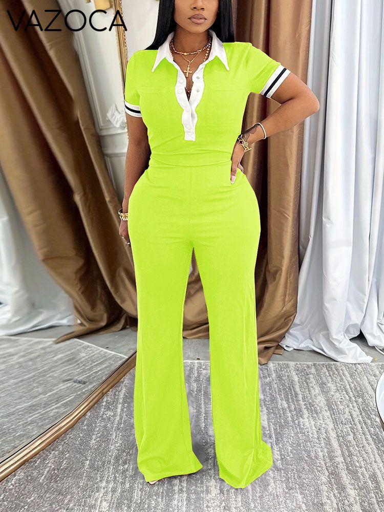 Classy Polo Crop Top & Wide Pants Set