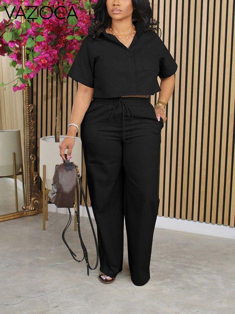 Linen Crop Top & Pants Set