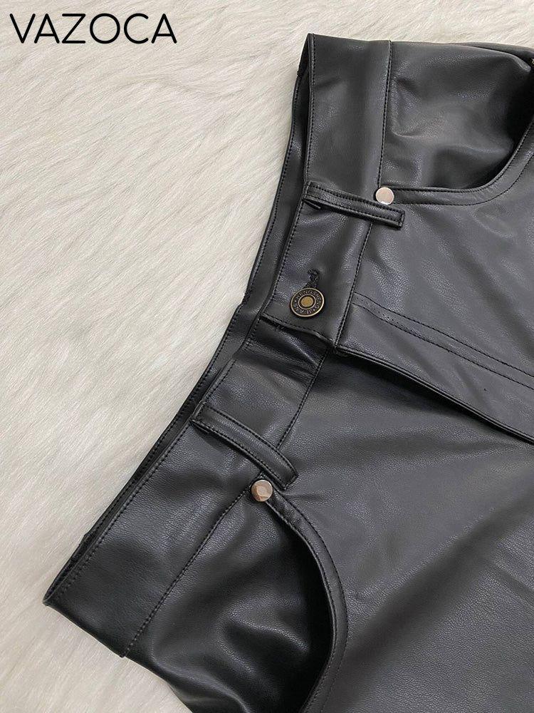 Leather Cropped Jacket & Pants Set