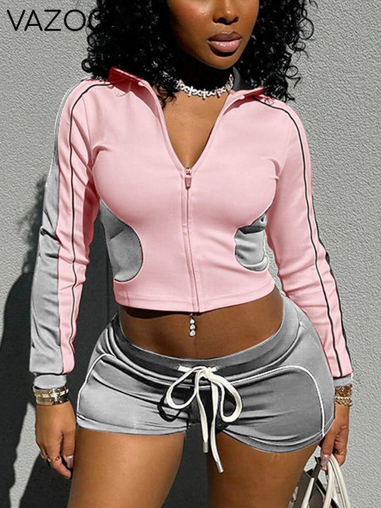 Zip Jacket Shorts Workout Set