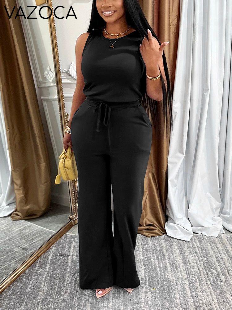 Leisure Sleeveless Wide-Leg Jumpsuit