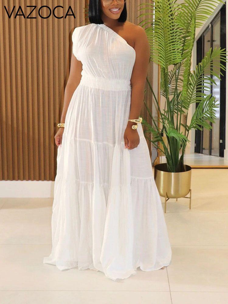 One-Shoulder Ruffle Tier Dress