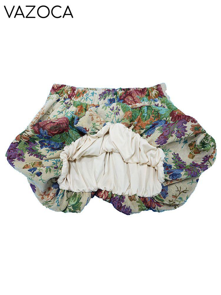 Vintage Floral Jacquard Hoodie & Skirt Set