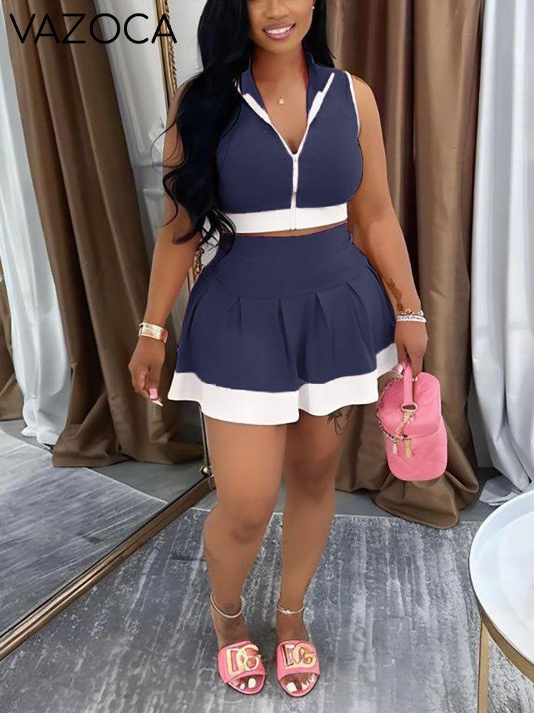 Sporty Ribbed Crop Top & Skirt Set