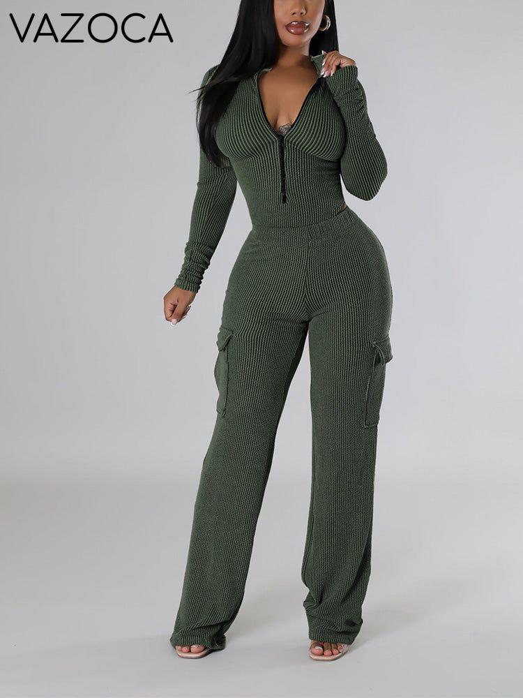 Textured Bodysuit & Cargo Pants Set