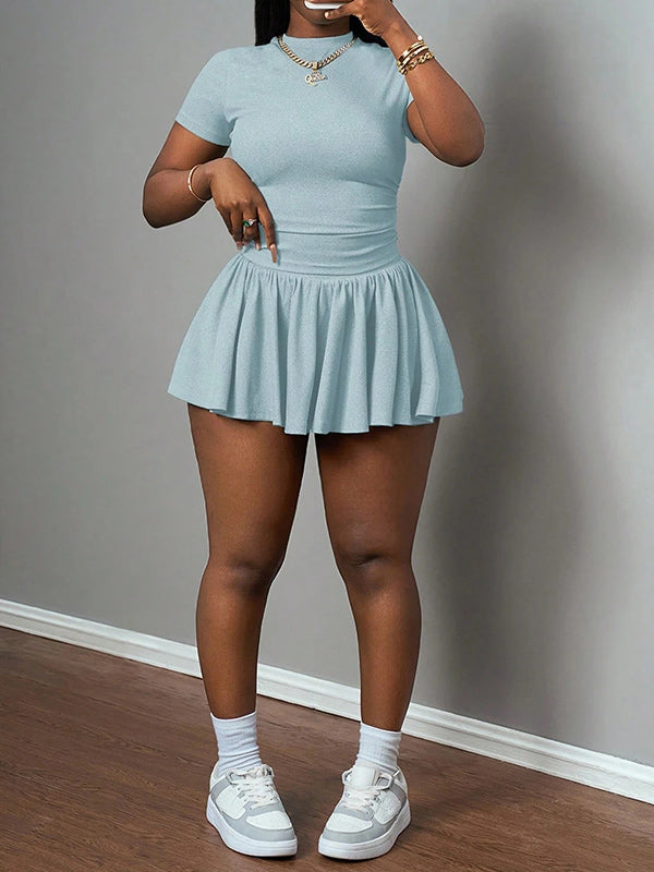 Solid Tee & Skirt Set