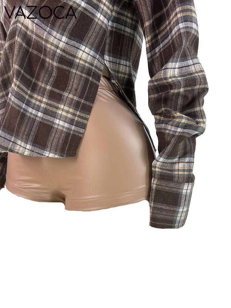 Plunge Plaid Top