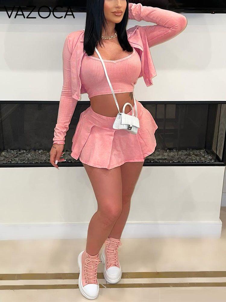 Mineral Washed 3 Piece Skort Set