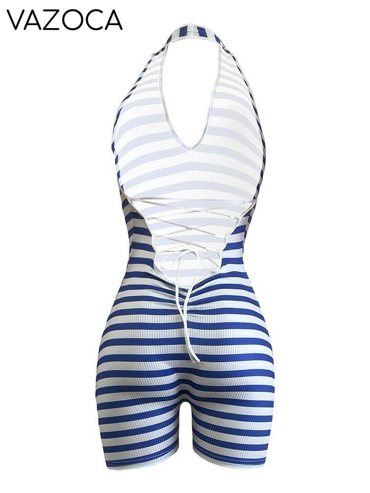 Striped Halter Romper